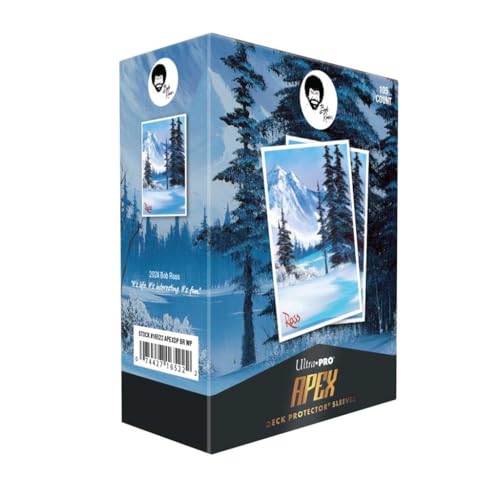 Ultra PRO - Bob Ross Winter Paradise 105ct APEX Deck Protector Sleeves Bob Ross Collectibles Art-Themed Card Sleeves Trading Card Accessories Vibrant Card Sleeves