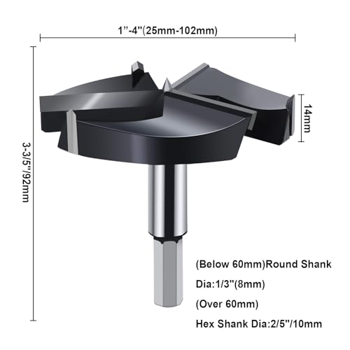2-5/8"(66.7mm) Forstner Drill Bits,3-Cutter Tungsten Carbide Tipped Forstner Bit for Hard Wood,Wood Hole Drill Bit for Wood Plastic Plywood by TIBOO DAY - Image 2