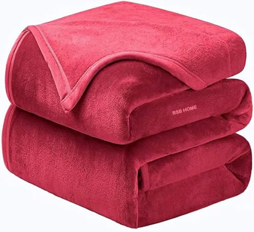 BSB HOME® 500 GSM Warm and Super Soft Light Weight Single Bed Mink Blankets for Winter (Maroon or Red)