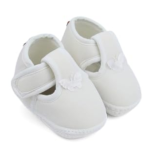 Neska Moda 6 To 12 Months Baby Girls Cute Soft Cotton Pre-Walker Lace Booties(White)-BT4929