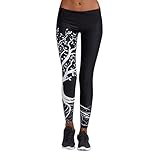 Leggings Damen, ABsoar Damen Baum Print Sport Leggings Yoga Hosen Workout Gym Fitness Übungen Sportlich Leggings Strumpfhosen (S, Schwarz)