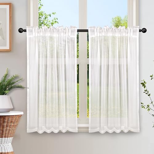 Tende Emmevi Semitrasparenti | Coppia 2 Pezzi | Fiori Decò | 60x150 Cm | Grigio - Foto 7