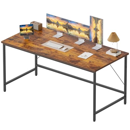 Image of Mericonia 55x20 Inch Computer Desk, 0.6 inch Thick Small Office Table | Modern Simple Style, Study & Writing Table for Home Bedroom Work, Brown