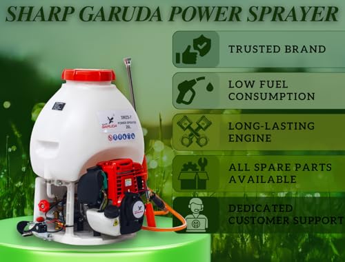 Image of Power Sprayer - 36CC 4Stroke Petrol Engine Spray Pump for Agriculture, Farming, Fertilizer, Pesticide & Chemical Knapsack Portable Spraying Machine 20 Litre Tank Capacity with Gun