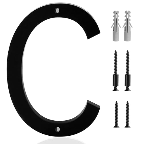 5 Inch House Number C Black Frosted Matte Numbers Acrylic House Numbers Outside Address Easy Flush or Floating Mount for Exterior Address Street Numbers Home Address Plaque Garden Door Farmhouses(C)