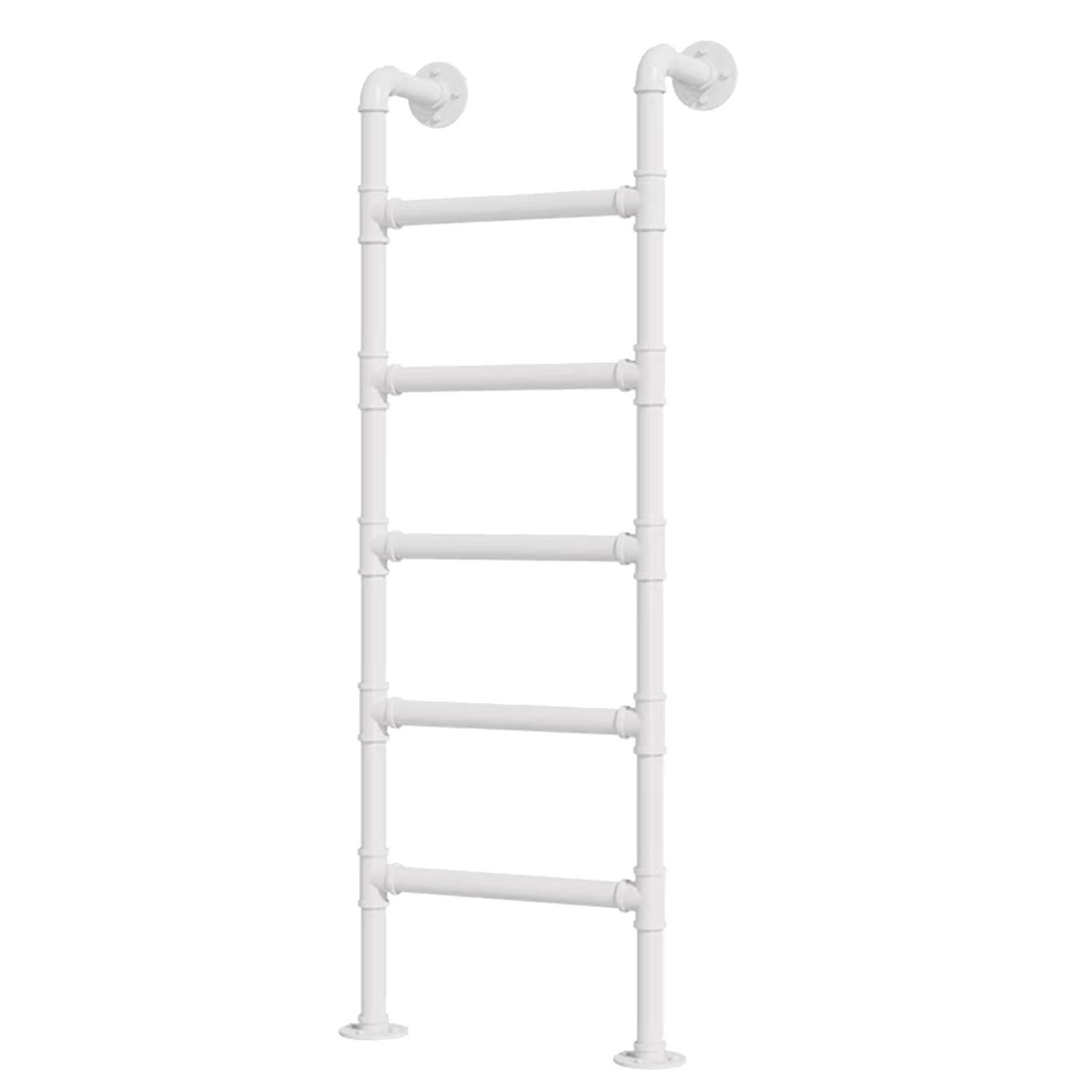 MSHGSKU Wrought Iron Egress Ladder for Basement & Attic 3.39.8FT Metal Climbing Steps for RV Bunk Bed WallMounted Loft Ladder for Outdoor Decks & Apartments (White 128cm)
