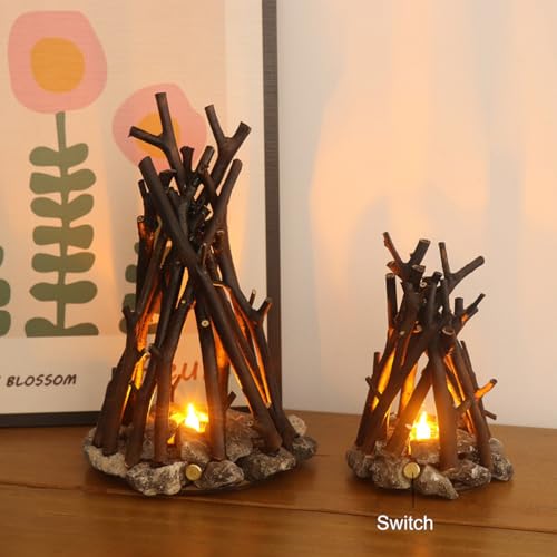 Feu de camp rétro lampe LED rechargeable branche arbre déco Noël extérieur - 2