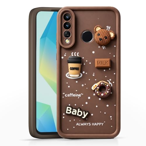 Image of Bintage Ball Bear| Donut| Milk Cake| Baby| Coffee Rubber Case Camera Protection Back Cover Compatible for Huawei Y9 Prime 2019 - Brown