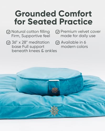 Image of Mindful & Modern Zabuton Meditation Mat - Cotton Filled Yoga and Meditation Pad - Zabuton Meditation Cushion for Kneeling and Sitting Support - Large Rectangular Sitting Floor Pillow for Bench or Zafu