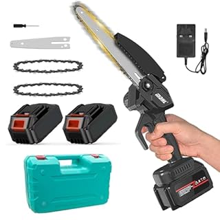 Motosega a Batteria da 8 Pollici, Potente Motosega Elettrica con 2 Catene, 19.68FT/S Velocità Della Catena Batteria Portatile Piccola Motosega per il Taglio di Rami di Alberi da Giardino