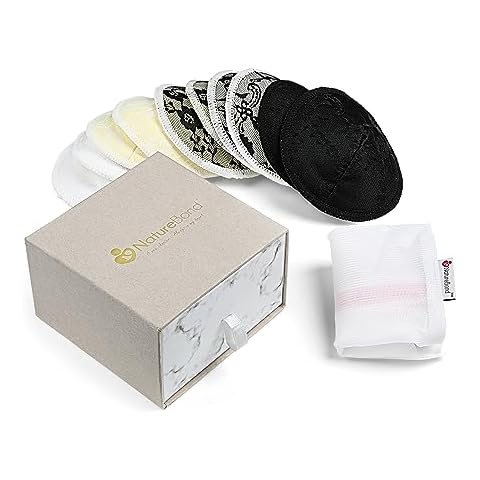 NatureBond Reusable Nursing Pads. Set of 10 Nipple Pads for Breastfeeding, Breathable Breast Pads for Breastfeeding with Wash Bag & Box, Viscose Made from Bamboo Cover