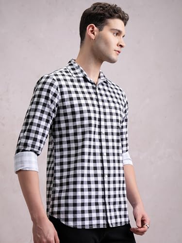 Image of Highlander Men's Slim Fit Checks Shirt | Full Sleeves | Regular Collar | Casual Shirts for Men