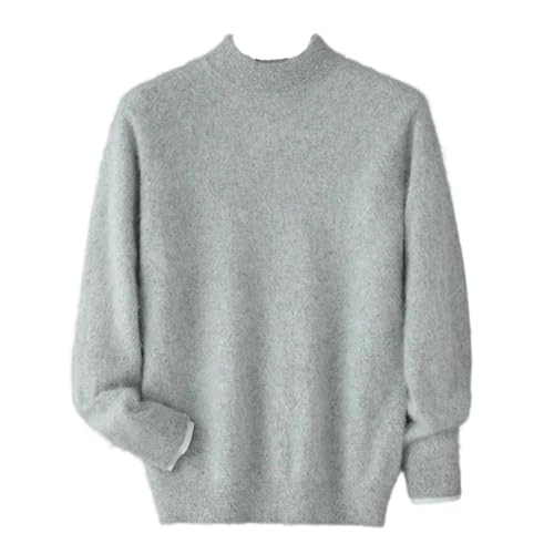 Men's Top 100 Percent Solid Mink Cashmere Knitted Sweater Thickened Half High Neck Pullover Casual Warm Clothing