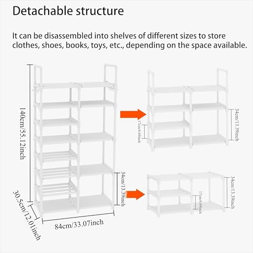MIZXCIOM Shoe Rack 8-Tier Shoe Storage Shelf, 30 Pairs Metal Shoe Storage Rack Organizer, Space Saving Tall and Boots Storage Shelf Holder for Entryway, Corridor, Garage White by MIZXCIOM - Image 4