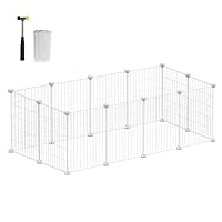 SONGMICS Freilauf, DIY-Kleintiergehege, Kleintierkäfig, Kaninchen, Meerschweinchen, Metallgitter, 123 x 63 x 41 cm, weiß LPI001W01