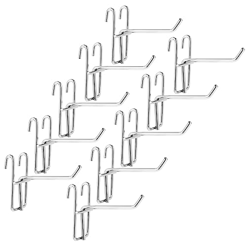 PRETYZOOM 10Pcs Iron Hooks Grid Pegboard Hooks for Organizing Display Panels Compatible with Pegboard and Systems for Retail and Home Storage