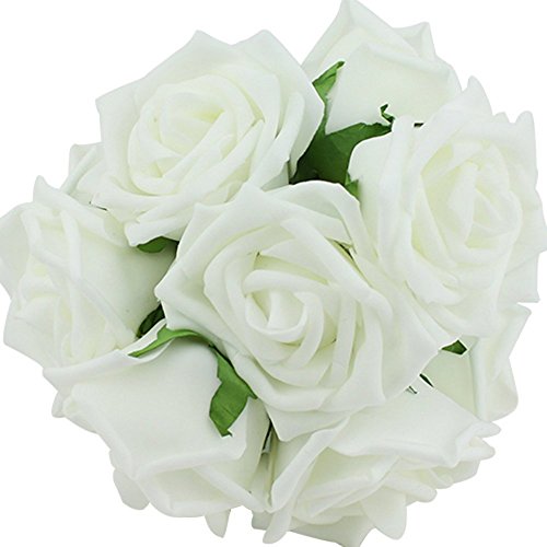 Aeromdale Beauté Bouquet De Mariée Rose Fleur Fête De Mariage Demoiselle d'honneur Décoration Blanc