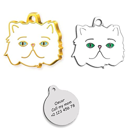 Persian Cat ID Tag Gold Plated Silver Personalized Pet Tag