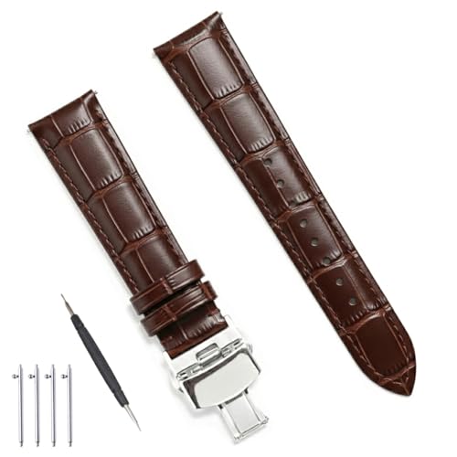 Cikan Bracelet de montre avec boucle déployante - En cuir véritable - Fermeture rapide - Pour...