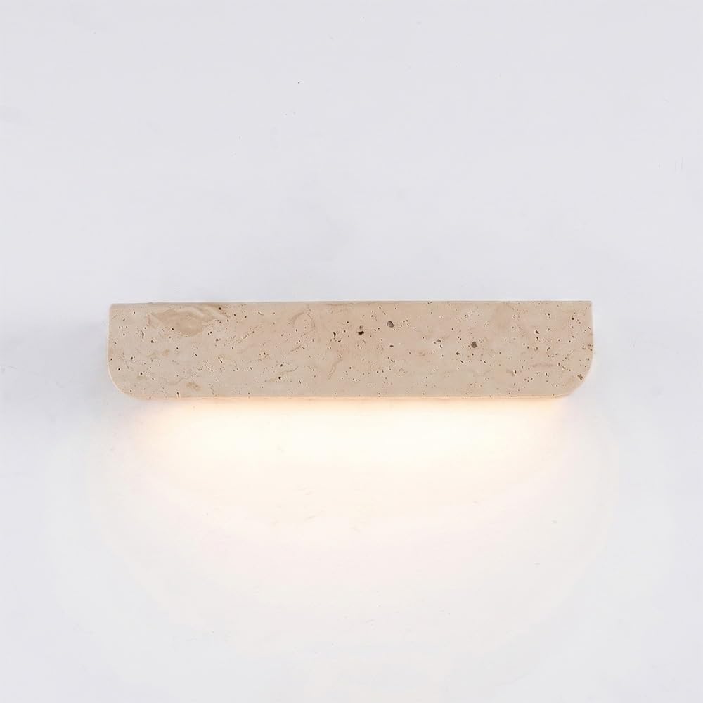 COSRUB Minimalist Long Strip Wall Lights, Yellow Travertine LED Wall Sconce Japanese Farmhouse Linear Wall Lamp Fixtures for Hallway Stairs Bedroom Bedside(32cm/12.59in)