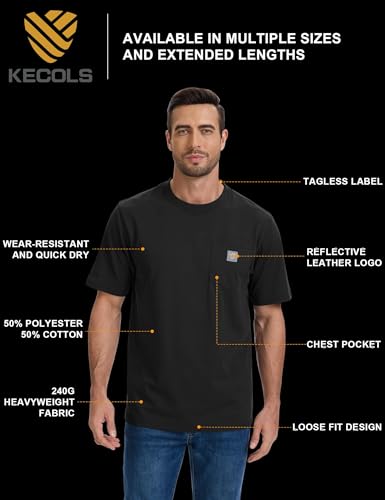 Men's Loose Fit Heavyweight Short-Sleeve Pocket Work T-Shirt (Regular&Tall)3