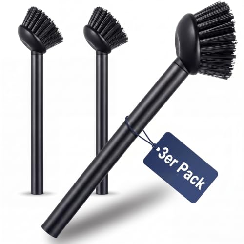 Spülbürste 3er Pack schwarz I Modernes Design für Schwarze Küchen minimalistisch I Küchenbürste handlich & effektiv I Geschirrbürste I Abwaschbürste I Reinigungsbürste schwarz Cleaning Brush