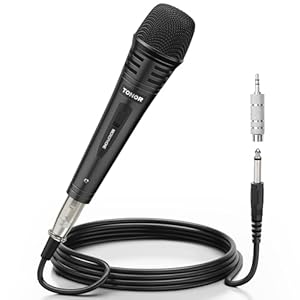 TONOR Dynamischer Mikrofon mit 16ft/5m XLR Kabel, 6,35mm Klinke Handmikrofon Microphone kompatibel mit Karaoke Maschine, für Bühne, Studio, KTV & Heimgebrauch Audio