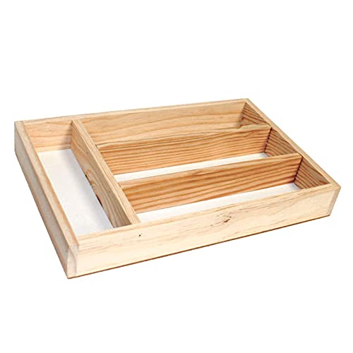 Acan - Cubertero de Madera Rectangular, 32 x 22 cm, 4 Compartimentos, Organiza tus Cubiertos en la Cocina