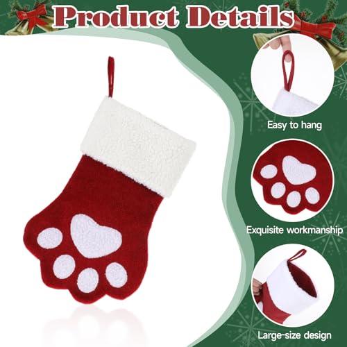 COMNICO Weihnachtsstrumpf, Personalisierter Weihnachtssocke Haustierpfoten-Stil für Hunde und Katzen, Individuell bestickter Weihnachtsstrumpf zum Aufhängen, Weihnachtsdekoration für Hunde