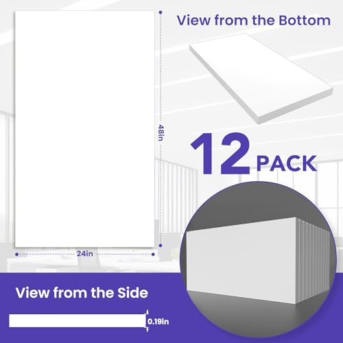 Image of 12Pcs 2ft x 4ft PVC Drop Ceiling Tiles, White Smooth Ceiling Panels 24x48in, Moisture Proof Fire-Rated Easy to Clean Reusable, No Sag No Breakage
