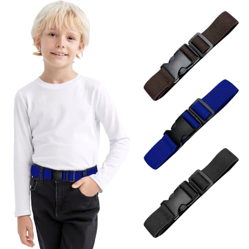 wlertcop 3 Stück KindergüRtel, Kindergürtel Jungen, Elastischer Kinder-Gürtel mit Kunststoffschnalle, Einstellbare GüRtel für Jungen (1-15 Years)