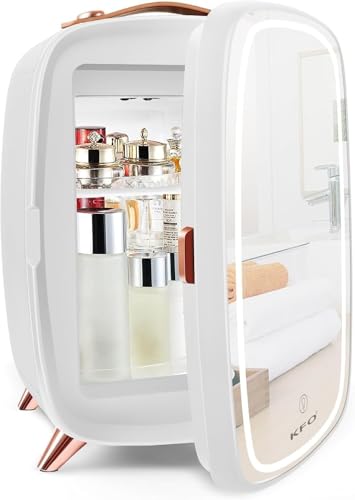 KFO Mini Kosmetik Kühlschrank 6L, Ultra-Leise (20 dB) mit LED-Spiegel für Skincare & Make-up,...