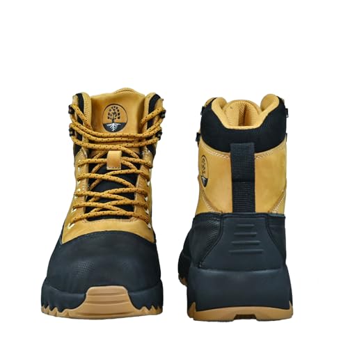 Image of Mens Work Boots Composite Toe Boots for Men Genuine Leather Rubber Sole No Slip Waterproof Shoes Industrial & Construction Safety