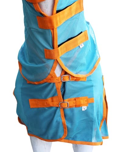 Image of Challenger Horse Mesh Summer Sheet Spring Fly Sheet Airflow Neck Turquoise Orange 73151