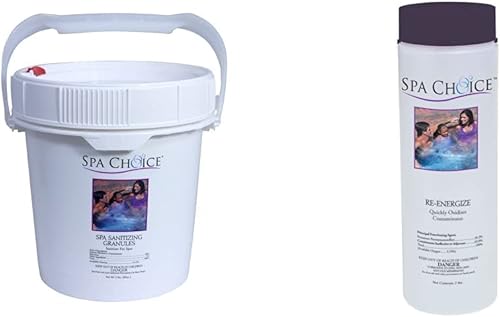 Spa Choice 472-3-5081 - Gránulos desinfectantes para bañera de hidromasaje de 5 libras, 1 paquete y 472-3-3041 Re-Energize Hot Tub Shock de 2