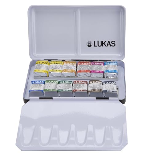 LUKAS Aquarell 1862, Acuarelas, Caja de Metal, 1,5ml, 12 Colores Surtidos