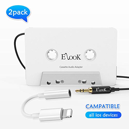 Elook Car Cassette Aux Adapter Kit, with A Smartphone to 3.5 mm Headphone