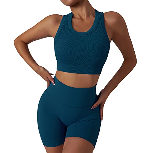 Ensemble de gym femme côtelé sans coutures pour entraînement optimal