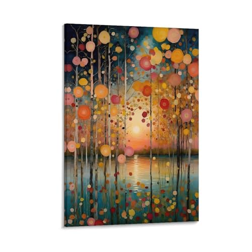 Gustav Klimt Trees And Sun Lights Canvas Printing Wall Art