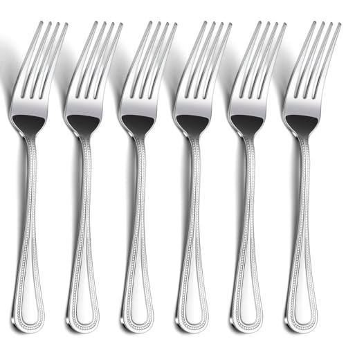 Gymdin 24-Piece Dinner Fork Set, 8-Inch Silverware, Stainless Steel, Elegant Pearl Dot Handle, Dishwasher Safe