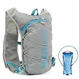 JEELAD Lightweight Running Vest for Women and Men 5L Hydration Backpack with 2L Water Bladder for Hiking Trail Running Gear Cycling Marathon (B-Grey(5L)-with 2L PEVA Water Bladder, One Size)