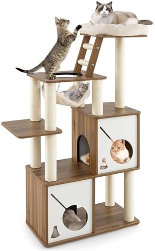 PETSITE 58 Inch Flower Cat Tree, Multi-Level Cat Tower With Sisal Scratching Posts...