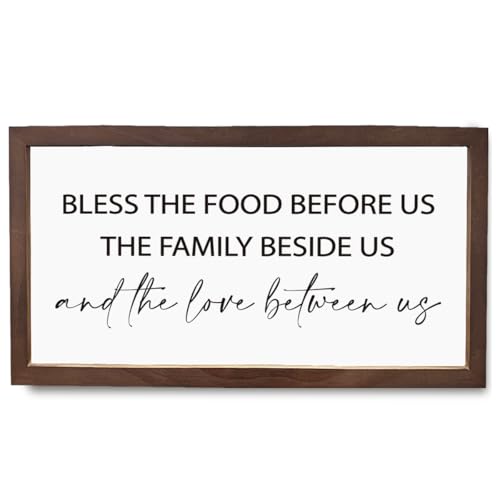 Bless The Food Before Us And Family Beside Us Wood Wall Decor Sign, Christian Decor, Living Room Wall Art, Wood Framed Sign, Religious Artwork, Bible Verse Home Decoration