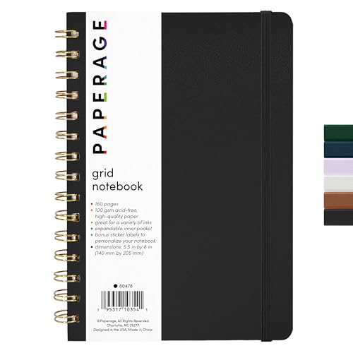 Cahier de notes à spirale PAPERAGE anti-bavure papier épais 100 GSM pour stylo plume