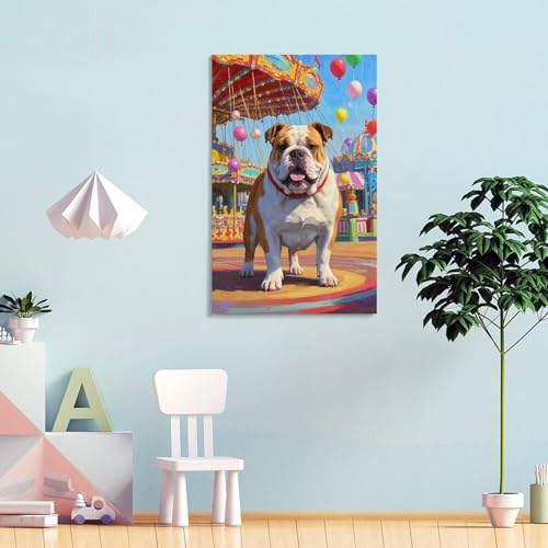 Bull-dog Murale Image Sur Toile Premium 50x75cm pour Décoration - 4