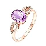 Material:18 Karat (750) Rosegold; Oval 1.34ct Lila Amethyst Ringe mit 0.083ct Diamant;Ehering, Trauring, Verlobungsring, Hochzeitsring, Jahrestag Ring.