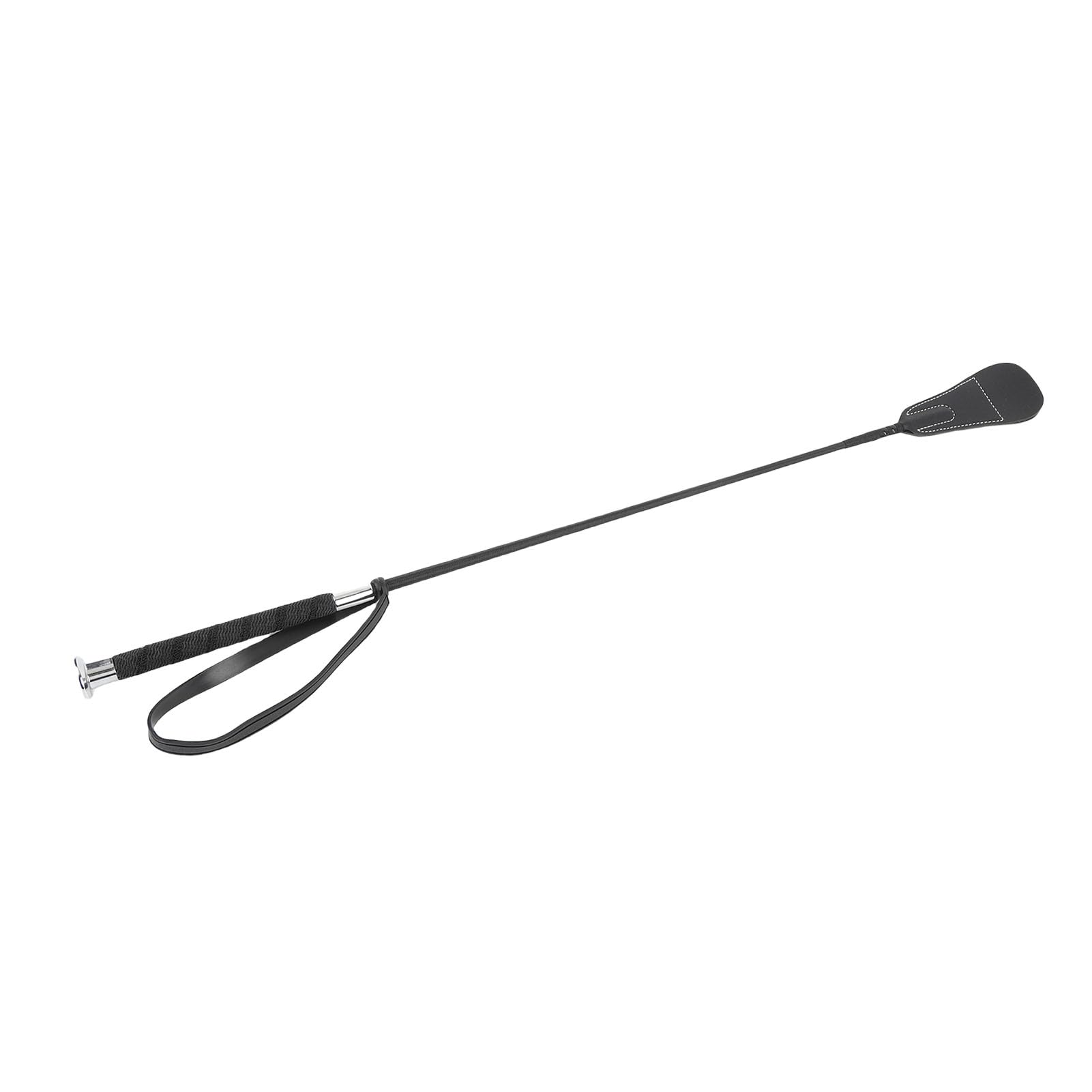 Frustino da Equitazione Verde Frustino da Equitazione da - Design Antiscivolo da 68 Cm Robusta Fibra di PC con Punta in Pelle - Elegante Nichelato - per Dressage e Allenamento - Comoda Gomma