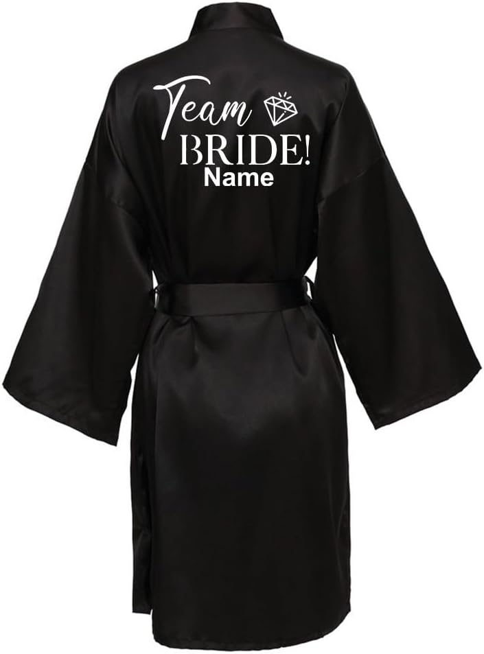 JPHCHSC Peignoir Team Bride Robe De Mariée En Satin Fête De Mariage Mariée-bride Kimono Col V Robe De Demoiselle D'honneur 145 - 8