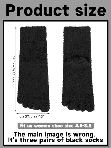 Bencailor 3 Pairs Women Fuzzy Toe Socks Womens Soft Fuzzy Plush Warm Fluffy Winter Home Slipper Socks for Women Men, Size 5-93