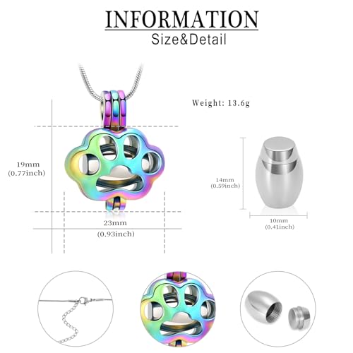 QGJNSGC Pet Cremation Jewelry for Ashes for Dog Cat Paw Print Memorial Locket Urn Necklace with Mini Case Keepsake Cremation Jewelry for Women/Men - Image 2